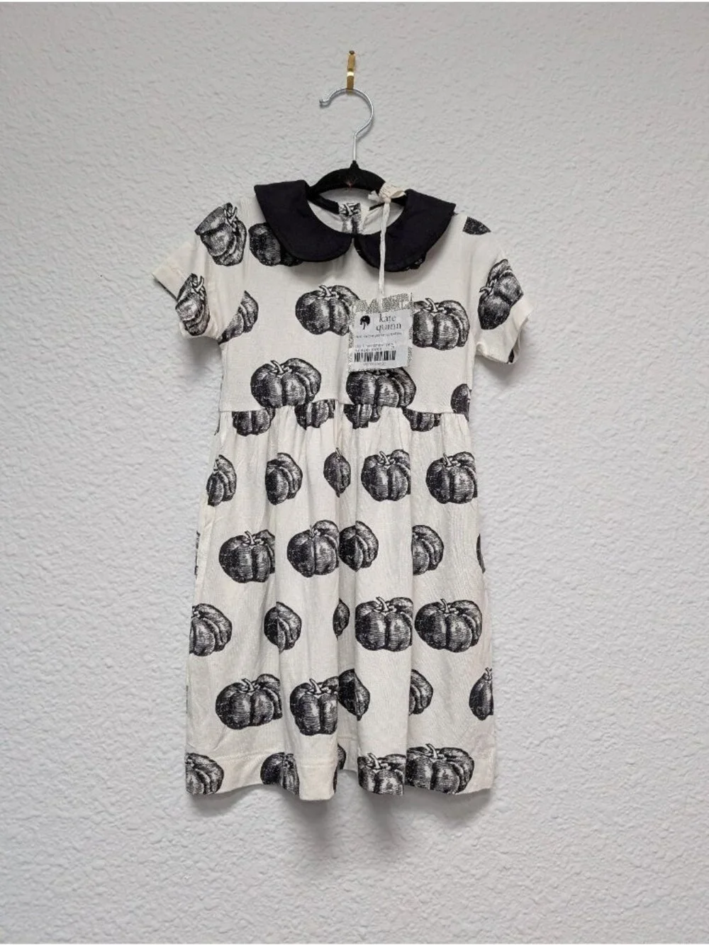 Kate Quinn Bamboo Black & White Pumpkin Peter Pan Collar Dress 2T Spooky